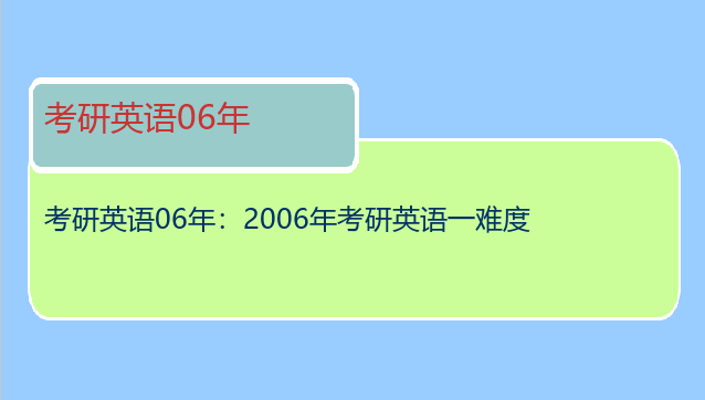 考研英语06年：2006年考研英语一难度