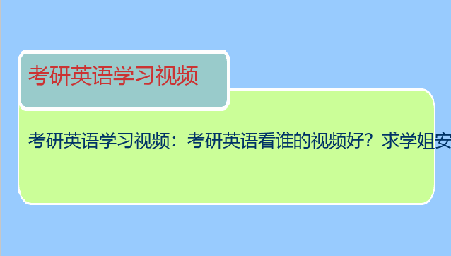 考研英语学习视频：考研英语看谁的视频好？求学姐安利一个