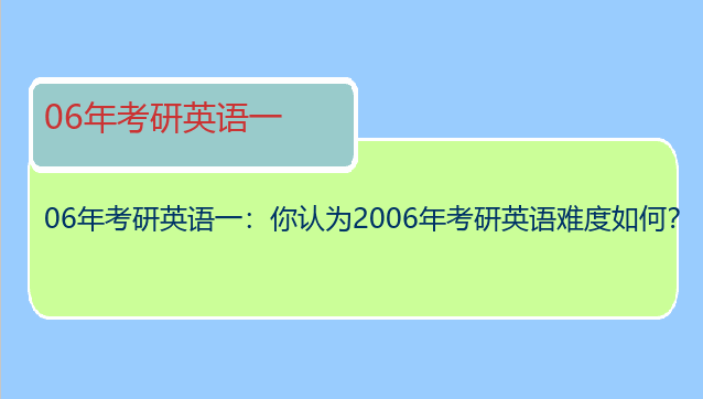 06年考研英语一：你认为2006年考研英语难度如何？