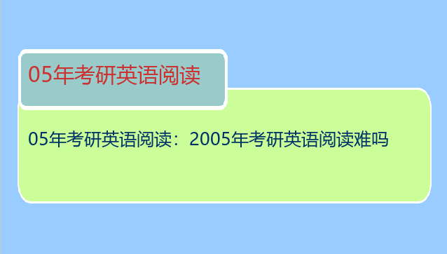 05年考研英语阅读：2005年考研英语阅读难吗