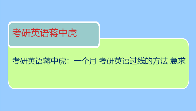 考研英语蒋中虎：一个月 考研英语过线的方法 急求