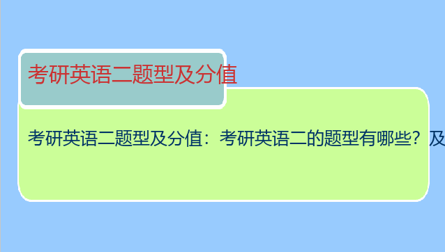考研英语二题型及分值：考研英语二的题型有哪些？及分值情况