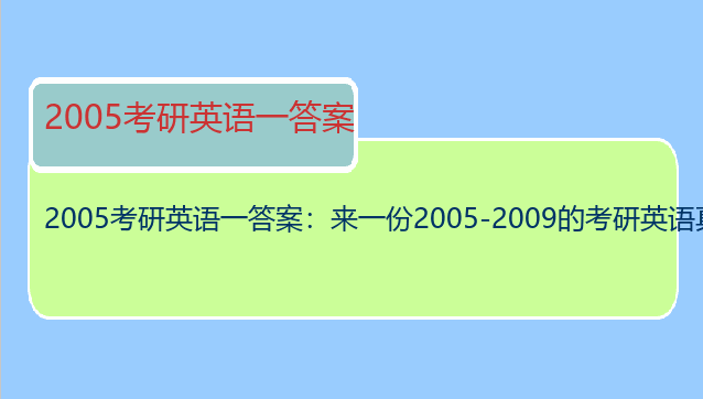 2005考研英语一答案：来一份2005-2009的考研英语真题及详解吧