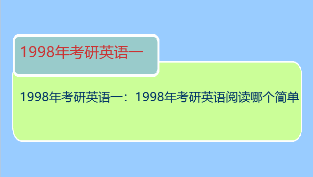 1998年考研英语一：1998年考研英语阅读哪个简单