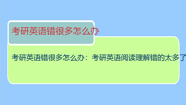 考研英语错很多怎么办：考研英语阅读理解错的太多了，怎么办