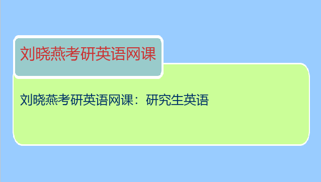 刘晓燕考研英语网课：研究生英语