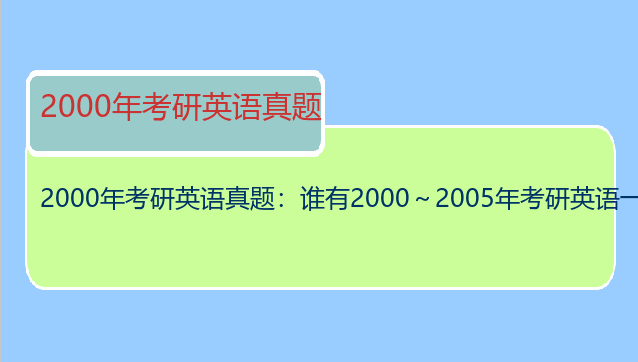 2000年考研英语真题：谁有2000～2005年考研英语一真题及详解啊？