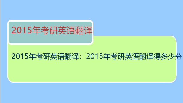 2015年考研英语翻译：2015年考研英语翻译得多少分