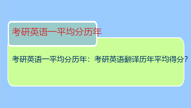 考研英语一平均分历年：考研英语翻译历年平均得分？？