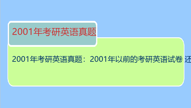 2001年考研英语真题：2001年以前的考研英语试卷 还有必要做吗？