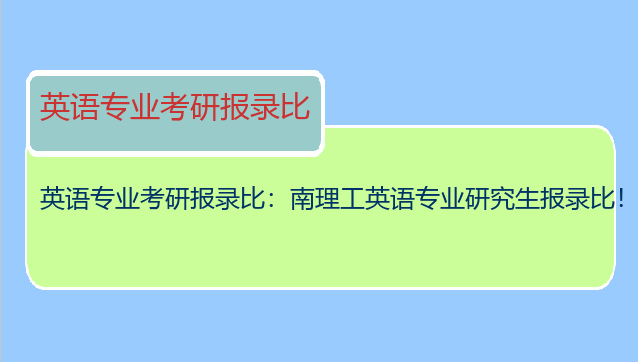 英语专业考研报录比：南理工英语专业研究生报录比！