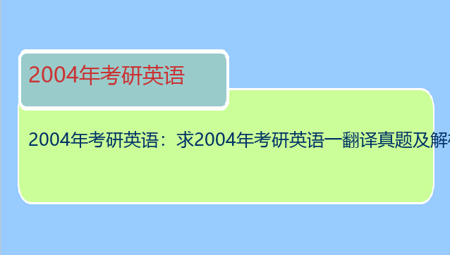 2004年考研英语：求2004年考研英语一翻译真题及解析？