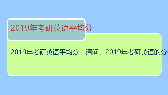 2019年考研英语平均分：请问，2019年考研英语的分值是多少？