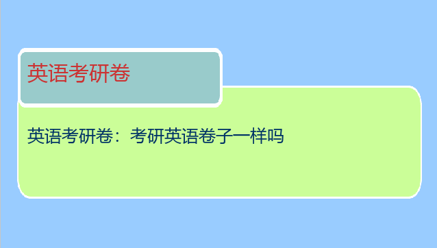 英语考研卷：考研英语卷子一样吗