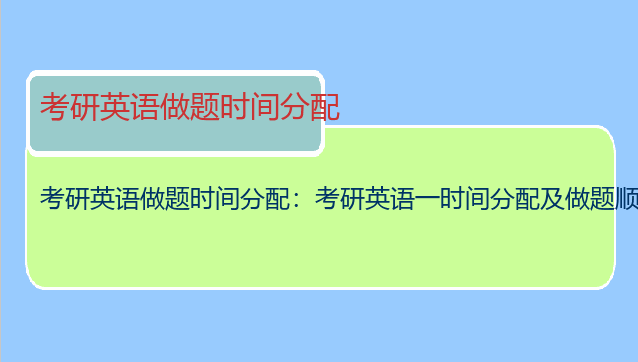 考研英语做题时间分配：考研英语一时间分配及做题顺序