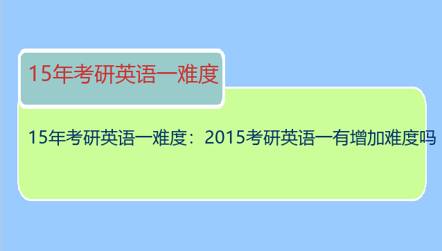 15年考研英语一难度：2015考研英语一有增加难度吗