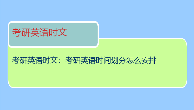 考研英语时文：考研英语时间划分怎么安排