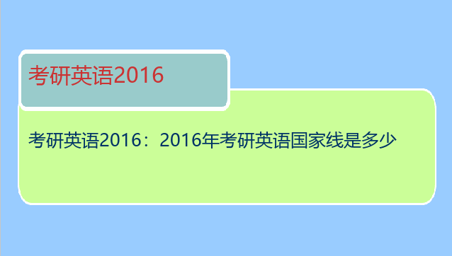 考研英语2016：2016年考研英语国家线是多少