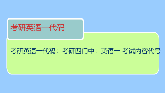 考研英语一代码：考研四门中：英语一 考试内容代号