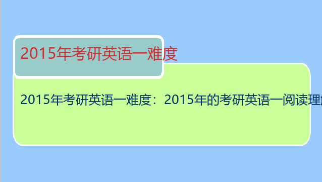 2015年考研英语一难度：2015年的考研英语一阅读理解难吗