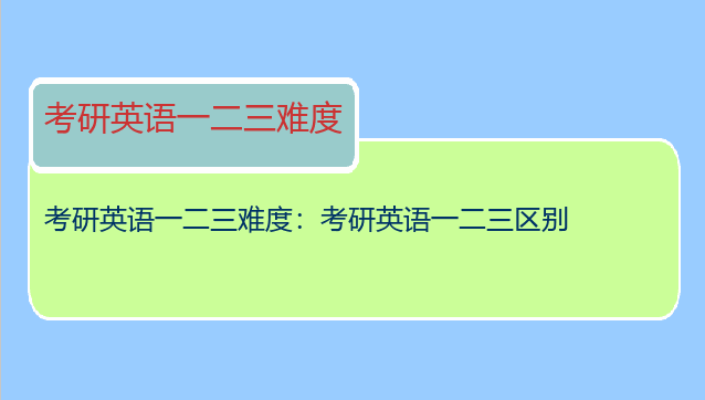 考研英语一二三难度：考研英语一二三区别