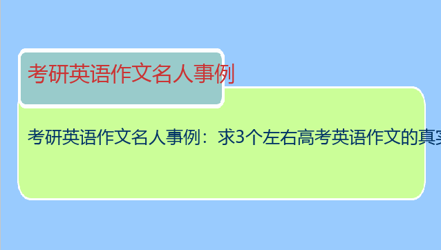 考研英语作文名人事例：求3个左右高考英语作文的真实名人事例，大概50到7