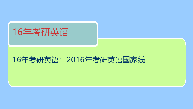 16年考研英语：2016年考研英语国家线