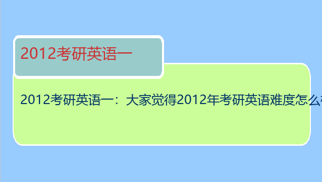 2012考研英语一：大家觉得2012年考研英语难度怎么样？